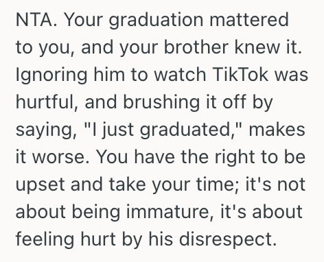 Screenshot 2025 06 26 at 10.51.52 AM Her Brother Skipped Her Graduation To Scroll On TikTok, So She Gave Him The Silent Treatment
