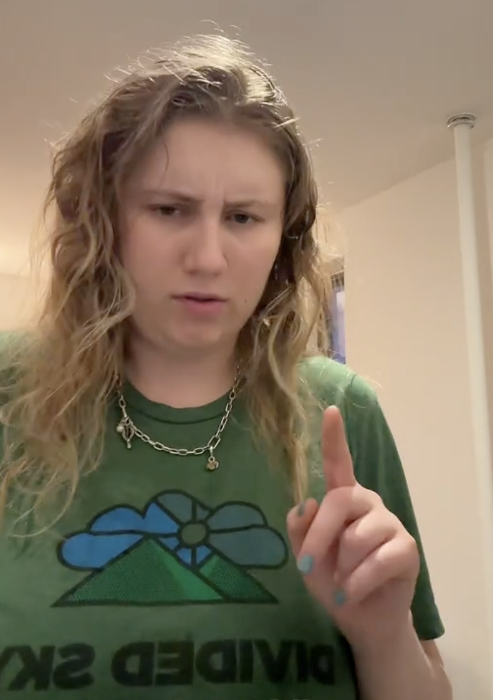 woman talking to a camera