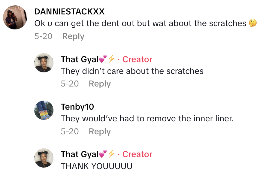 Screenshot 2025 06 28 at 12.07.04 PM A Driver Explained How She Fixed A Dent In Her Rental Car.   The people at Enterprise were genuinely impressed.