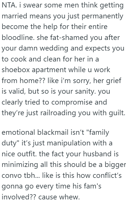 Screenshot 5 b4595a Womans Husband Wants His Mom To Stay With Them For Two Months, But They Just Got Married And She Doesnt Think Its A Good Idea
