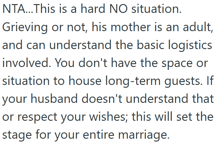 Screenshot 6 ece0fe Womans Husband Wants His Mom To Stay With Them For Two Months, But They Just Got Married And She Doesnt Think Its A Good Idea