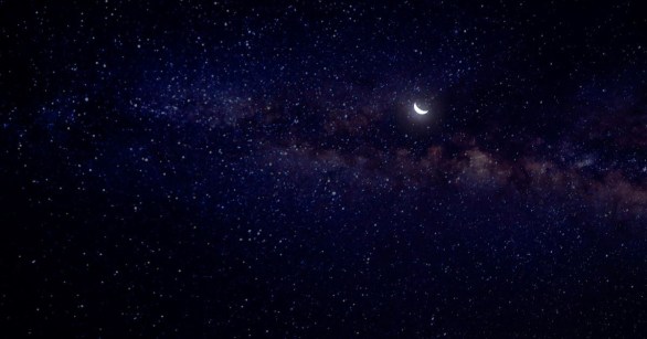 The moon and stars in the sky