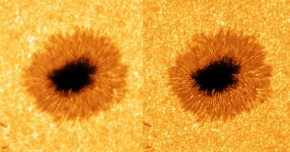 Original and hi-res reconstruction images of the Sun