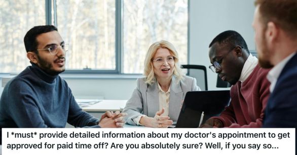 A tense meeting of four people