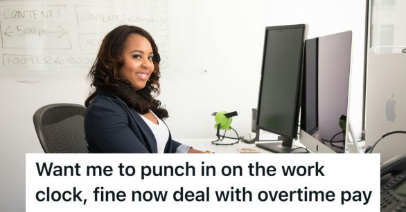 Worker smiling at her desk