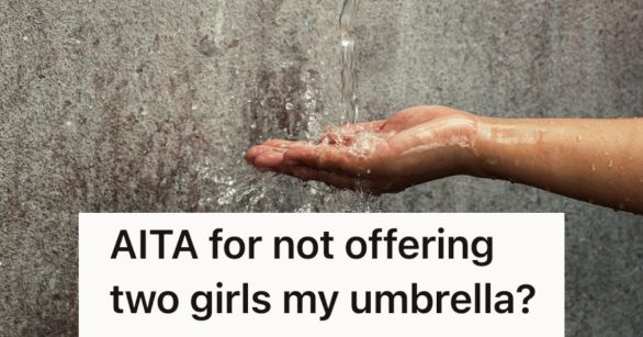 Holding palm in pouring rain