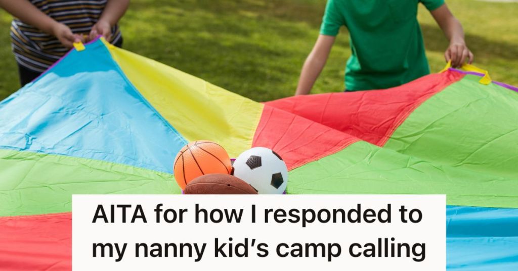 Kids holding a large, colorful tarp