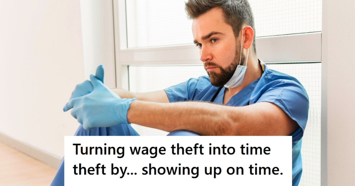 Male nurse looking upset sitting down