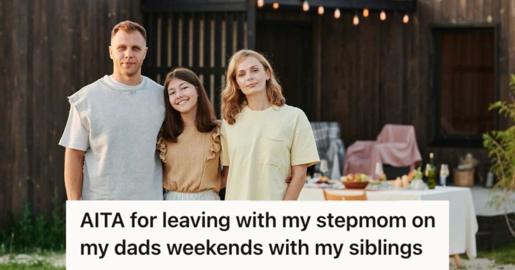 A happy family with a dad, mom, and teenage daughter