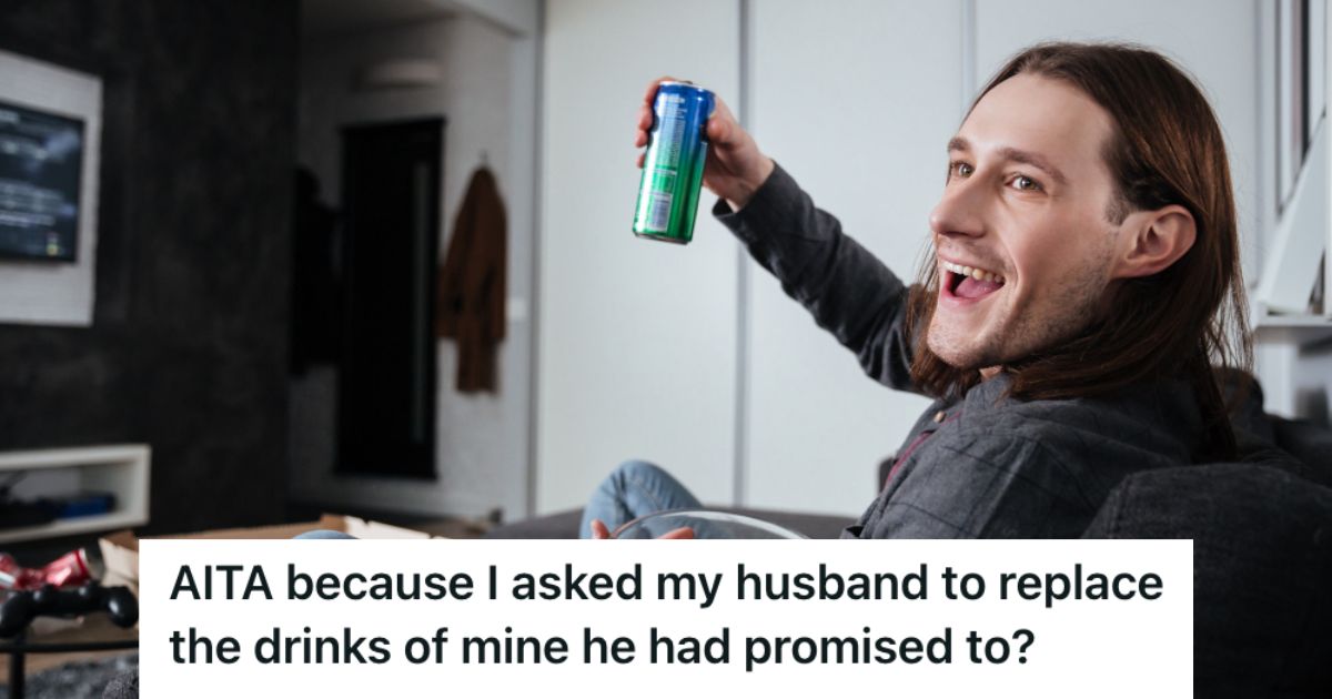 Man enjoying his TV time while holding up a can of soda