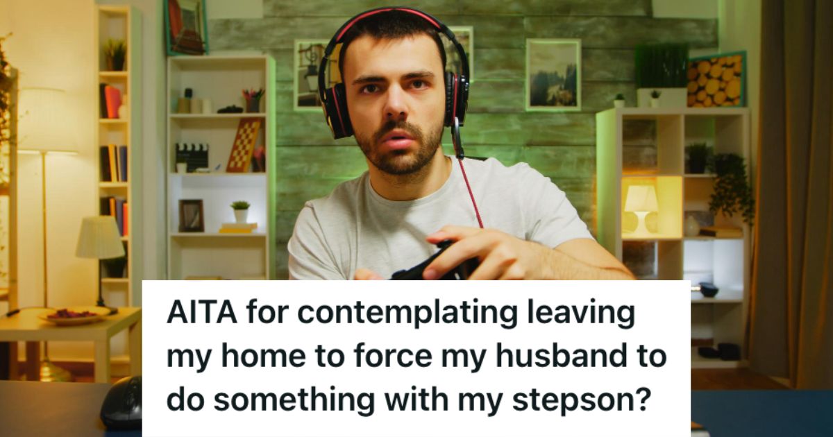 Woman Watched Her Stepson Refuse To Take Responsibility, So Now Shes Considering Leaving Her Marriage Man playing video games while waering a headphone over his head