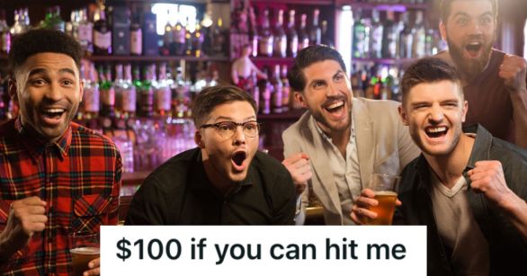 Men in bar shouting and having fun