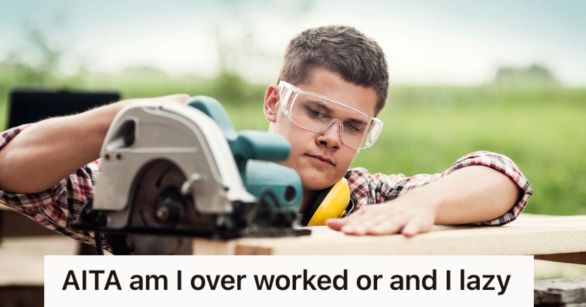Teenage boy working on a a construction job outdoors