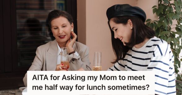 Two women dining outdoors with glasses of wine on th table