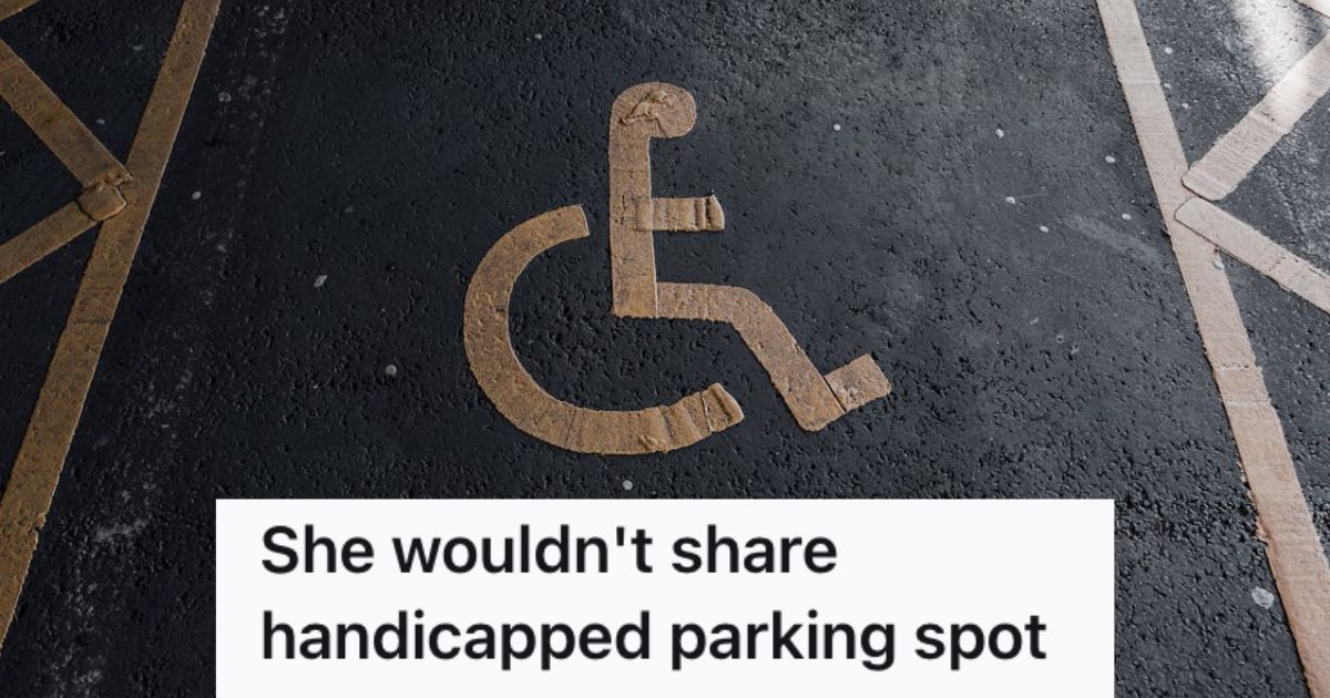 Handicapped parking space on the road