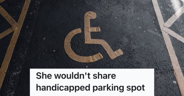 Handicapped parking space on the road