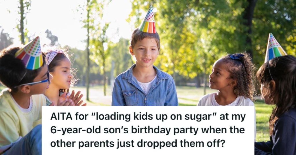Children enjoying a celebrating a birthday outdoors