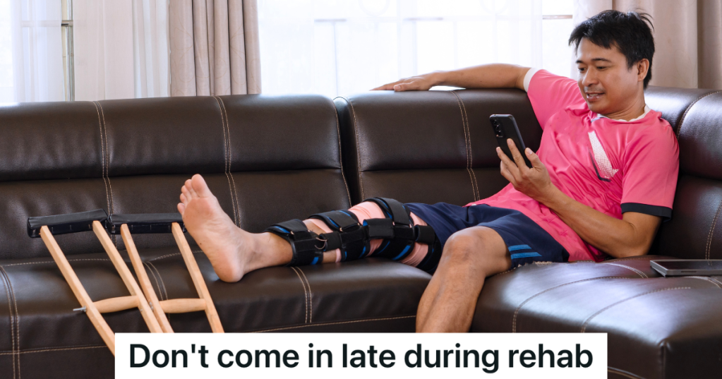 man resting an injured leg