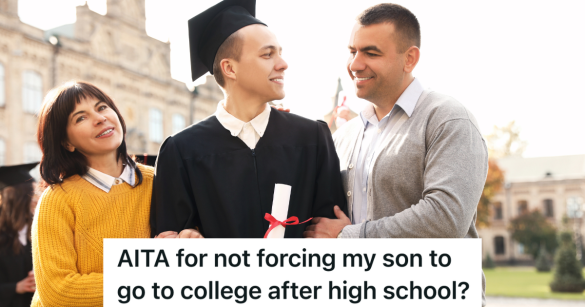 high school graduate with his parents