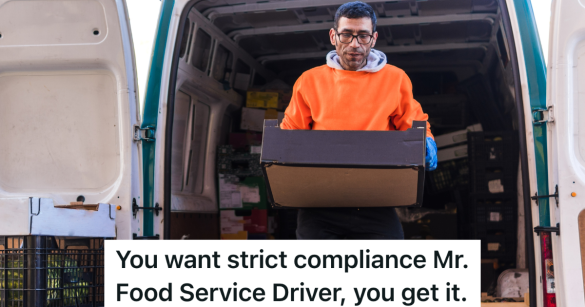delivery driver unloading boxes of food