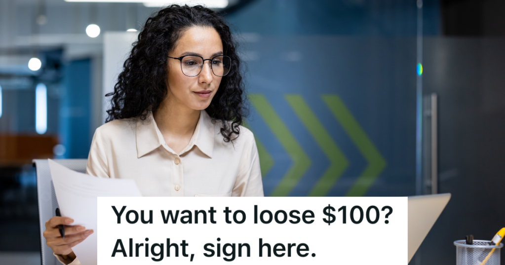 accountant looking at an invoice