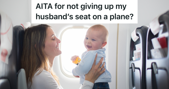 mom with baby in an airplane window seat
