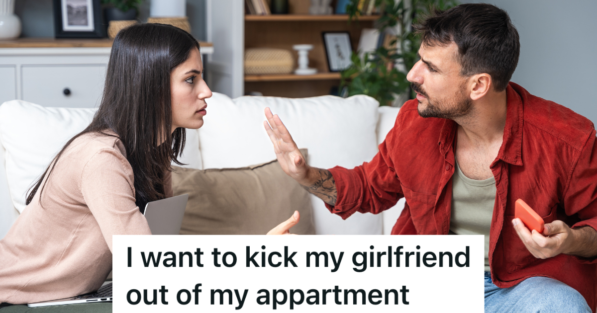 couple sitting on a couch arguing