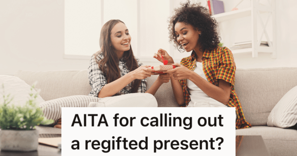 woman opening a gift from her friend