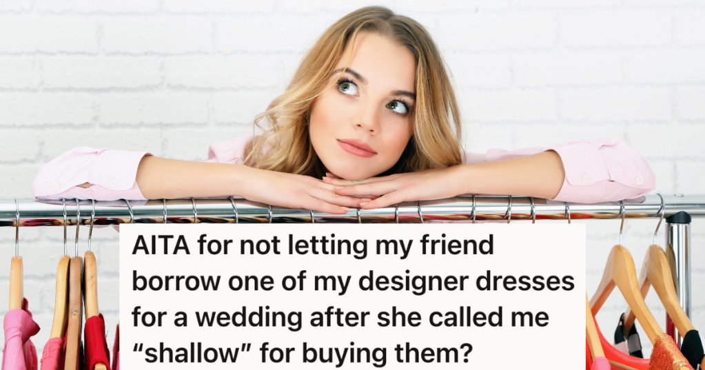 woman resting her head on a garment rack thinking