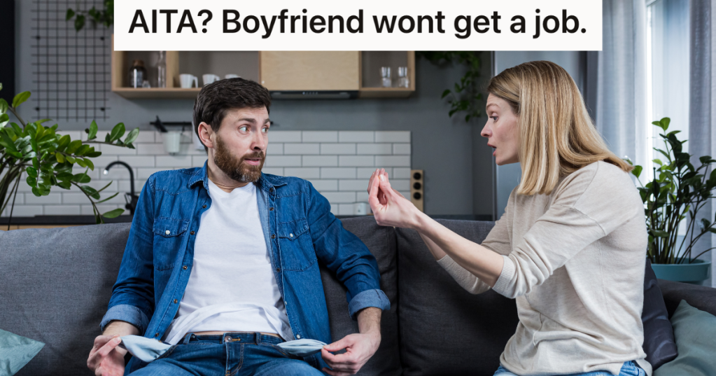 couple arguing while man shows his pockets are empty