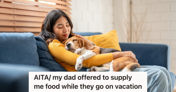 woman sitting on the couch holding a dog