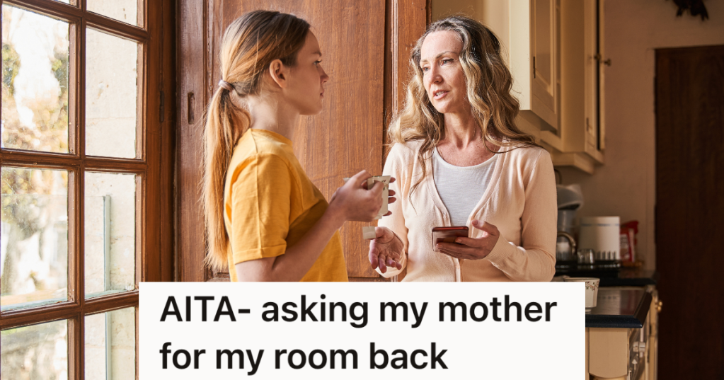 teenage girl talking to her mom