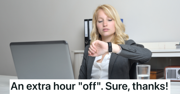 business woman checks the time on her watch