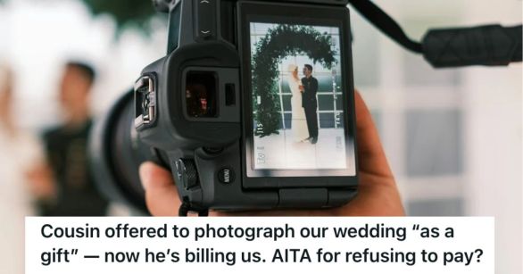 Photographer taking a shot at the bride and groom using their camera