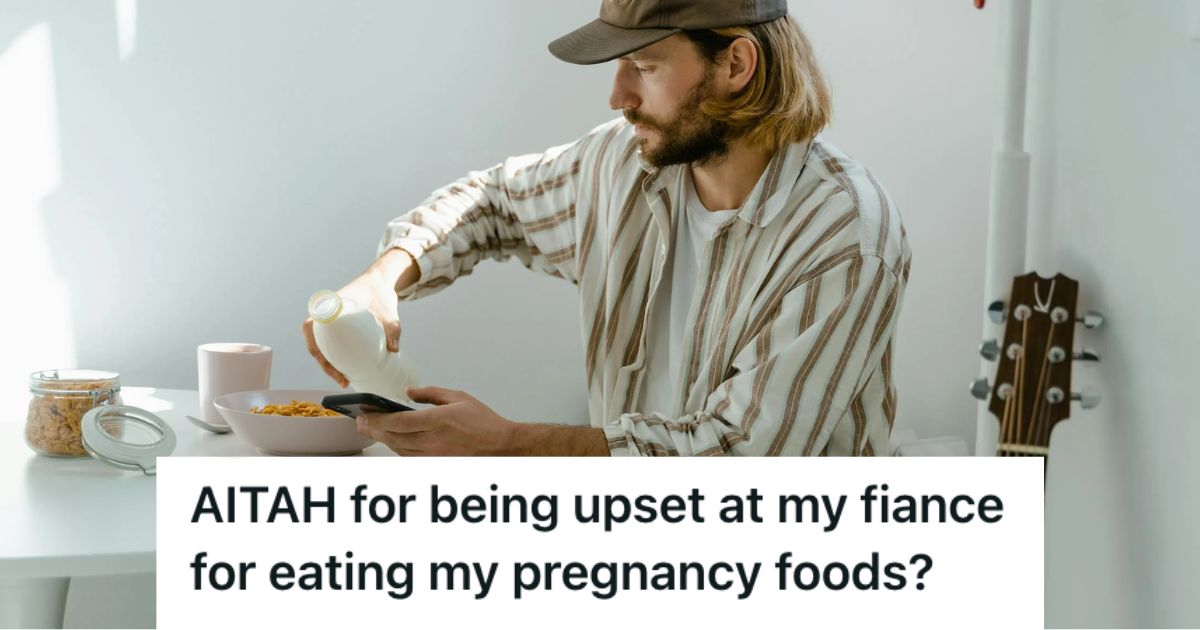 Man wearing hat is eating cereals with milk at the table
