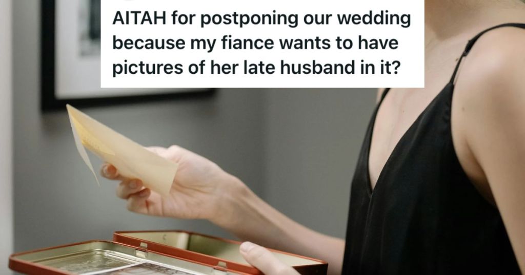 Woman looking at pictures and letters of a loved one from a box