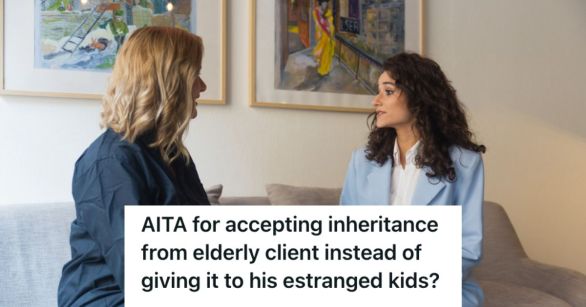 Lawyer talking to a female client at home