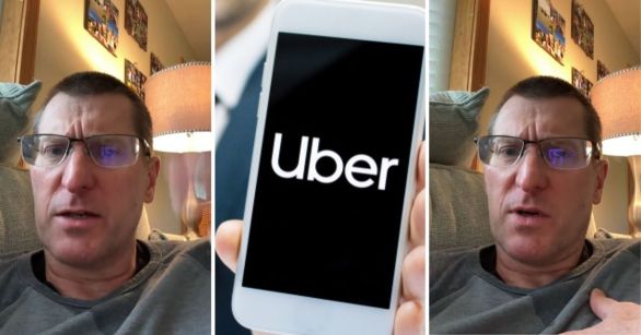 Uber logo and Uber driver