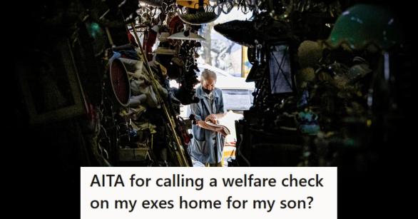 Woman walking through a tiny path leading into a hoarder's house
