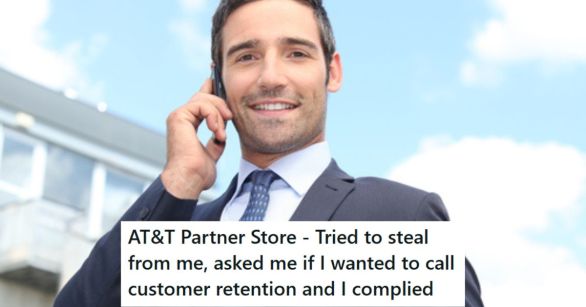 Confident salesman on phone