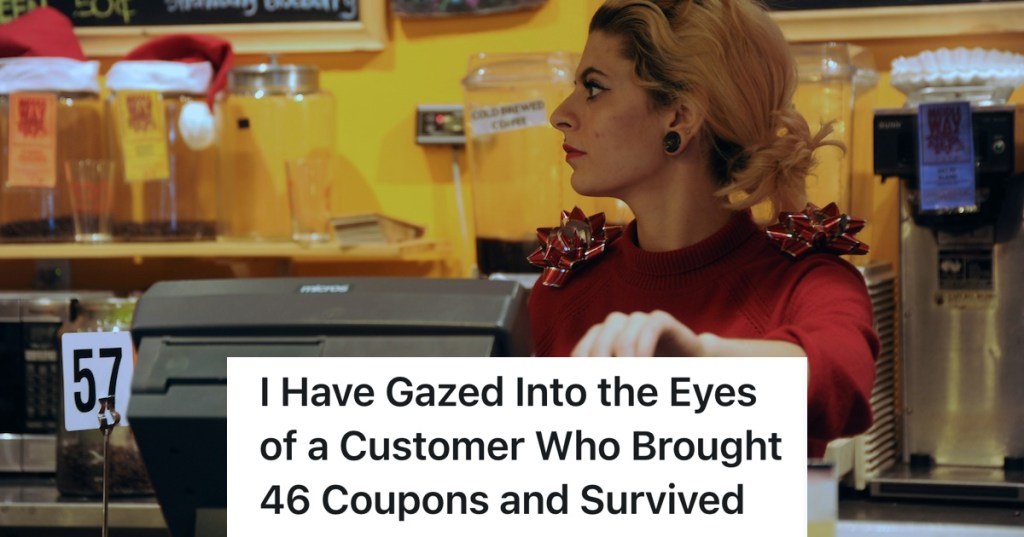 cashier staring at customer