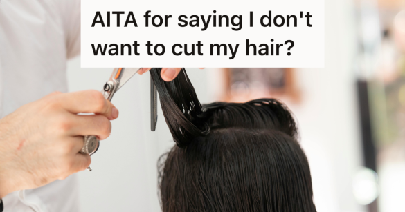 cutting long hair with scissors