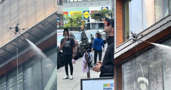 A drone window washer in NYC
