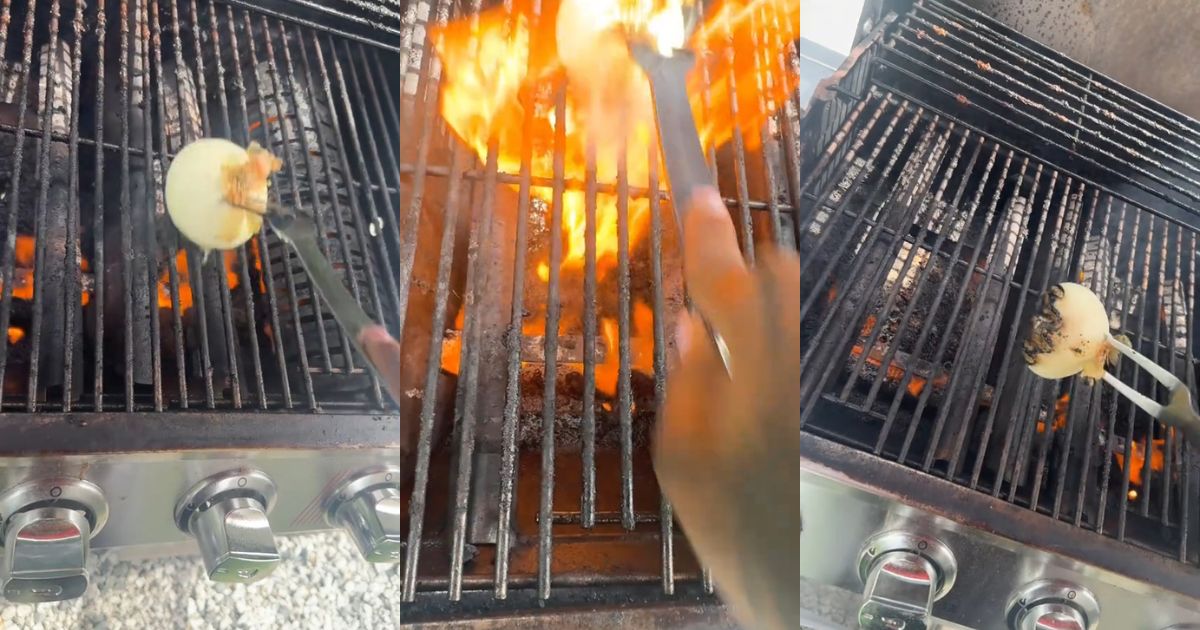 Using an onion to clean a grill