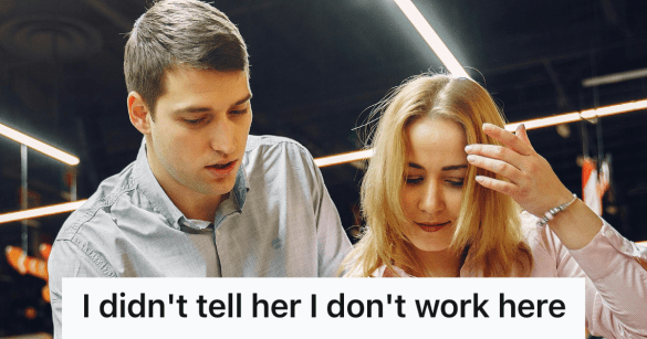 man and woman shopping in grocery store