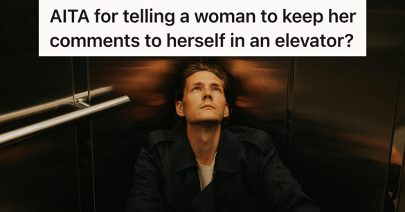 man looking annoyed in an elevator