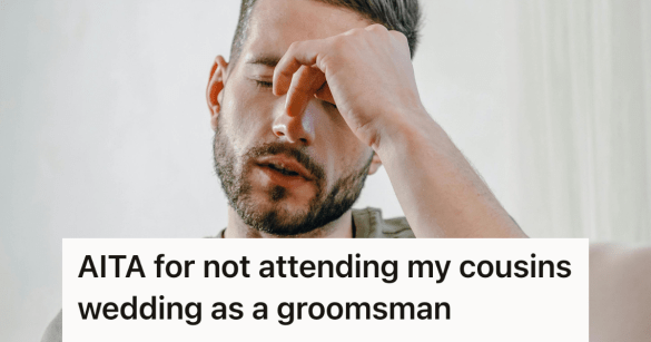 man looking stressed over a wedding invite