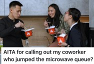 Coworker Pauses Lunch Timer To Stir His Meal, But A Colleague Immediately Takes The Microwave And Gets Called Out