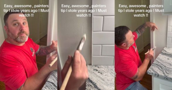 A man demonstrating a home painting technique