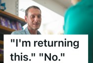 Unhinged Customer Consumes Entire Chocolate Bunny In Front Of Cashier, And Then He Tries To Convince The Cashier To Let Him Return It